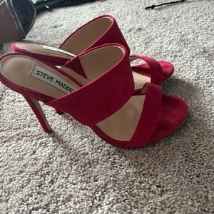 Red heeled sandals